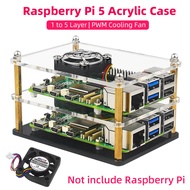 【Best value for money】 Raspberry Pi 5 Case Transparent with PWN Cooling Fan Stackable Plate Case for
