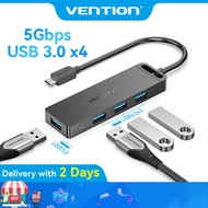 Vention USB-C Hub 4-Port USB 3.0 Adapter, 5Gbps Type-C Portable Splitter Compatible with MacBook Air