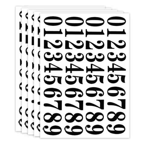 P82D 5 Sheets Self-Adhesive Vinyl Stickers Mailbox Number Stickers Water Proof House Address Number 