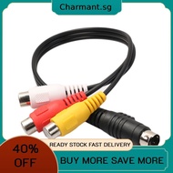 4 Pin S-Video To 3 RCA Connector Cable 28 Cm/11 Inch Black for Computer Laptop