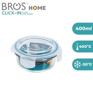 Bros Home "Click-In" Glass Container - Round 400ML