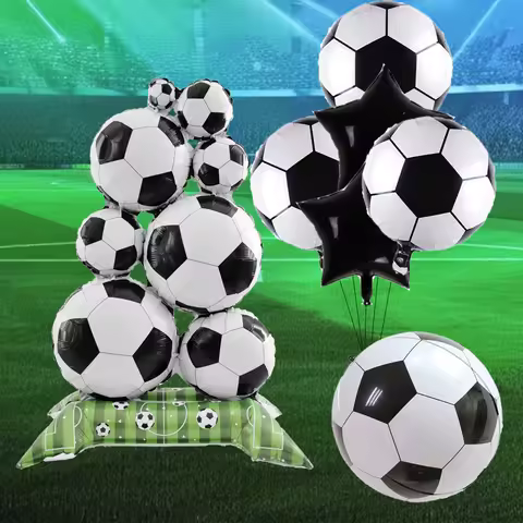 7pcs/set Stand Football Pile Foil Balloons Set 4D Soccer Balloon Football Party Supplies Soccer Them