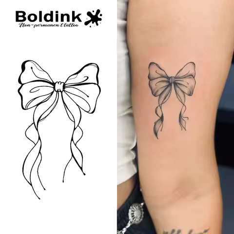 Graceful Ribbon Temporary Tattoo,Lasts To 15 Days New Technology Magic Waterproof Semi Permanent Sti
