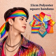 55cm x 55cm colorful Rainbow Unisex Fashion hip hop Square Scarf Fitness Leisure Breathable Poly Han