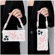 Mickey Girls Fancy Latest Lanyard Casing Oppo A5 Pro 5G A3X A5X A5I A16 A18 A60 A5I Pro A38 Casing