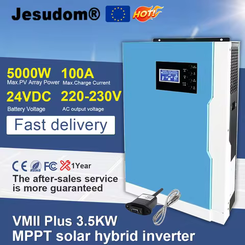 Hybrid MPPT Solar Inverter 3.5KW AC230V DC 24V 500Vdc MPPT 100A Solar Charger Pure Sine for Home App