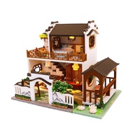 Cool Beans Boutique Miniature DIY Dollhouse Kit - Wooden Asian Dollhouse Traditional Home - with Dus