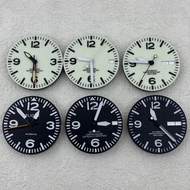 BLIGER 29mm Pilot Dial Face Black White Dial With Watch Hands Full Green Luminous Dial Fit NH34 NH35