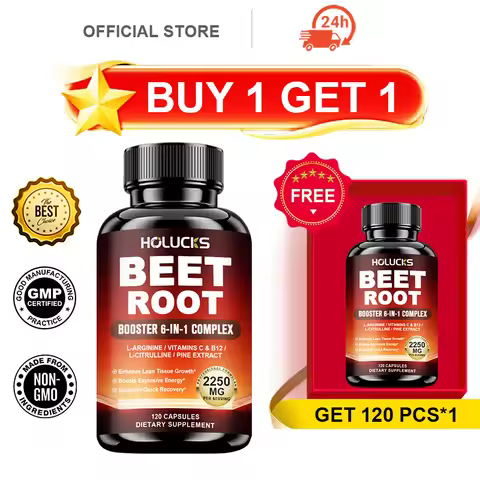 HOLUCKS Beet Root Booster Capsules, with L-Arginine & L-Citrulline, Boost Blood Flow, Endurance & Mu