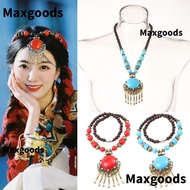 MAXGOODS Bohemian Necklace, Vintage Jewellery Bohemian Pendant Necklace,  Alloy Gifts Turquoise Long
