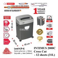 INTIMUS 2000C Paper Shredder Cross Cut - 12 sheets (31L) Paper Shredder, Shredder Machine, Office Automation, Cross Cut