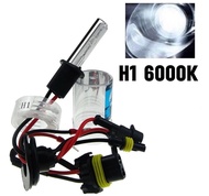 EZ online ไฟหน้ารถยนต์ XENON HID เฉพาะหลอดไฟ  ขั้วH1 มีค่าสี 4300K 6000K 8000K 10000K 12000K  1คู่ ใ