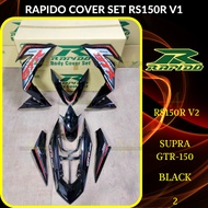 RAPIDO COVER SET RS150R/RS150 V2 V3 SUPRA GTR150 (2) BLACK (STICKER TANAM/AIRBRUSH) COVERSET