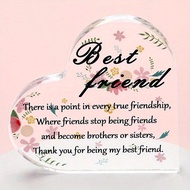 1pc Best Friend Heart-Shaped Acrylic Tabletop Award Plaque With Inspirational Quote "Every True Frie