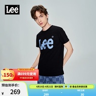 Lee商场同款23春夏新品标准版Logo印花多色男短袖T恤LMT0045193RX 黑色 XXL