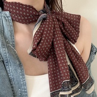 Korean Style Polka Dot Long Striped Silk Scarf Female 2025 Temperament All-Match St