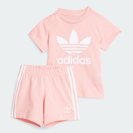 adidas ไลฟ์สไตล์ ชุดเสื้อยืดและกางเกงขาสั้นสำหรับเด็ก เด็ก สีชมพู JC6580