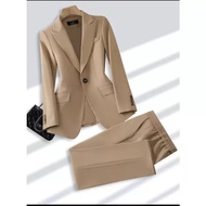 Terbaru Setelan Jas Blazer Blanik Wanita Coklat Susu Coksu 2in1 Pakaian Perempuan Setelan Celana