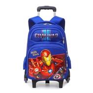 Iron man The marvel avengers spider man America Captain detachable trolley wheels school bags boy schoolbags packs backpacks beg sekolah rendah troli roda beroda boys kanak kanak lelaki budak grade 2 3 4 5 6