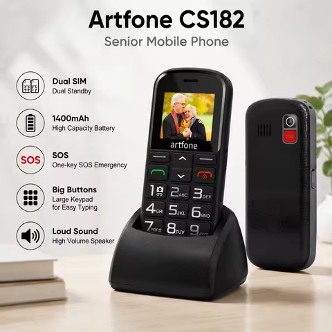 Artfone CS182 GSM 2G Big Button Loud Voice Easy Use Mobile Phone For Elderly FM Radio SOS 1400mAh Ce
