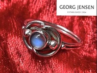絕版收藏喬治傑生編號5號古典戒指GEROG JENSEN GJ#5，月光石,珍珠,戒圍直徑1.8公分左右附原盒