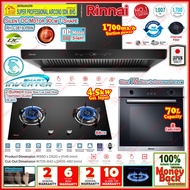 Rinnai Chimney Hood RH-C3819-PBW / Rinnai Gas Hob RB-982G 88cm (4.5kW) / Rinnai Built-In Oven RO-E62