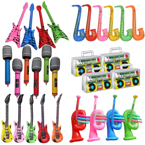 5pcs PVC Musical Instrument Balloon Inflatable Guitar Microphone Balloons Kids Birthday Adult Toys 8