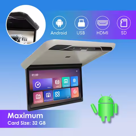 22 Inch Car Roof Monitor TV Flip Down 1080P Video Player IPS Ceiling Display Screen 16 Colors Ambien