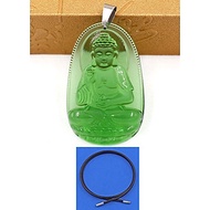 Vòng cổ dây cao su đen mặt Phật A Di Đà pha lê xanh lá 5cm DEFNXL7 - Phật bản mệnh tuổi Tuất, Hợi - 
