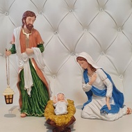 Nativity Set of 5 Nativity Scene / Belen (Jesus with Virgin Mary (BLUE) and Saint Joseph) Figurines 