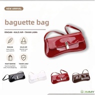 patent leather baguette bag with lock closure Leather Shoulder Bag