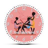 Custom Hair Salon Name Modern Wall Clock Nail Studio Barber Shop Wall Sign Manicure Personalized Nam