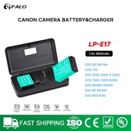 Palo LP-E17 Camera Battery and 2 Slots Multifunctional LCD Charger For Canon EOS 200D 750D 760D 800D 8000D 9000D M3 M5 M6 R8 R10 R50 R100