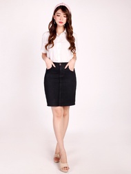 JSK Rok Mini Jeans Pendek Wanita Dewasa Sexy Terbaru 2023 Bahan Melar Warna Hitam 5031