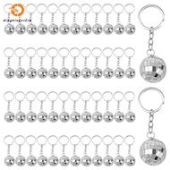50Pcs Mini Disco Ball Keychain, Mirror Disco Ball Bulk Keyring Party Favors for 70s 80s Disco Party 
