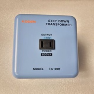 日本KODEN TA-600 ( 600W 環牛) transformer
input： 220-240V 50/6OHz 
output： 110V 50/60Hz
 Made in Japan