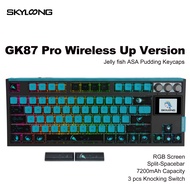 JRBAS SKYLOONG GK87 PRO คีย์บอร์ดแบบกลไกนักวิทยาศาสตร์บ้าสลับร้อนลูกบิดปะเก็นไฟ RGB Backlit 2.4G บลู