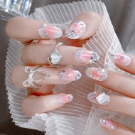 Wearing Nails Finished Nails Sweet Ladies Manicure Flashing Butterfly Fake Nails Cute Nail Patch U81