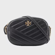 TORY BURCH Kira 金字縫線納帕皮革相機包 (黑色)