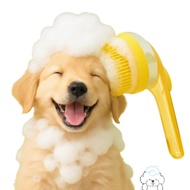 Silicone Pet Bath Brush with Shampoo Dispenser ｜ Dog & Cat Grooming Massage Scrubber ｜ Yellow