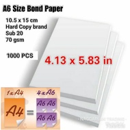 A6 Size Bond Paper Sub 20/70 gsm (1000 pcs) A6 Paper A6 Size Paper