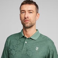 Polo shirt golf Pria PUMA Jacquard Paisley mens polo Green Forest Original Product