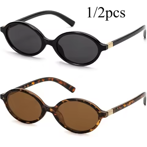 1/2pcs Men's Vintage Oval Sunglasses 90s Y2K Designer Style