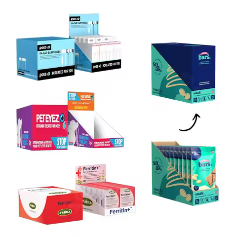 Custom Cardboard Display Box SRP Shelf Ready Packaging Folding Tear Off PDQ Storage Tray Retail Coun