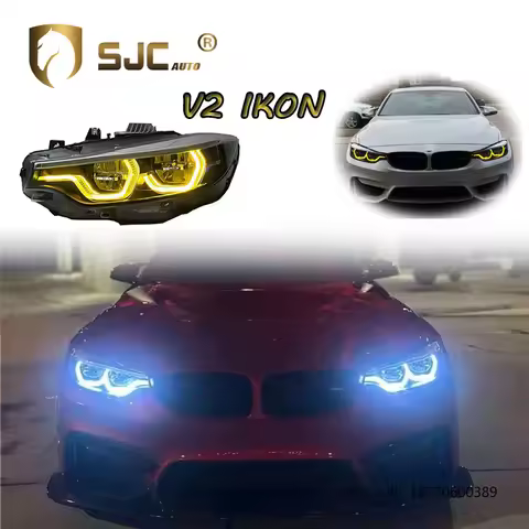 SJC Auto V2 IKON Headlights for BMW 4 Series F32 F36 F80 F82 Dual-Color Front Lamps 13-20 Modified L