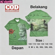 Unisex Short Sleeve Polo Shirt with RM100 Banknote Pattern, Exclusive Design, Sizes 100 to 4XL, Comf