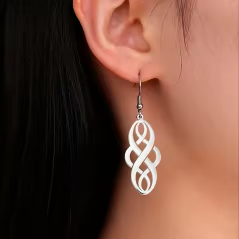 LIKGREAT Stainless Steel Celtic Infinity Knot Dangle Earrings for Women Lady Elegant Hook Charms Goo