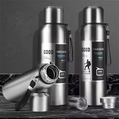 Large Capacity 1000ml/2000ml Cold Thermal Thermos Tumbler Stainless Steel Insulated Tea Coffee Water