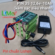 Khối pin 3S 126v - 10Ah Đóng sẵn từ 12 viên Pin sạc Lishen 2600mAh + Mạch bảo vệ sạc xả 3s 40A cân b