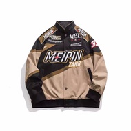 หลวม สไตล์อเมริกัน เบสบอล เสื้อแจ็คเก็ต ผู้ชาย ผู้หญิง ฤดูใบไม้ร่วง มอเตอร์ไซค์ เสื้อโค้ท Street Fas